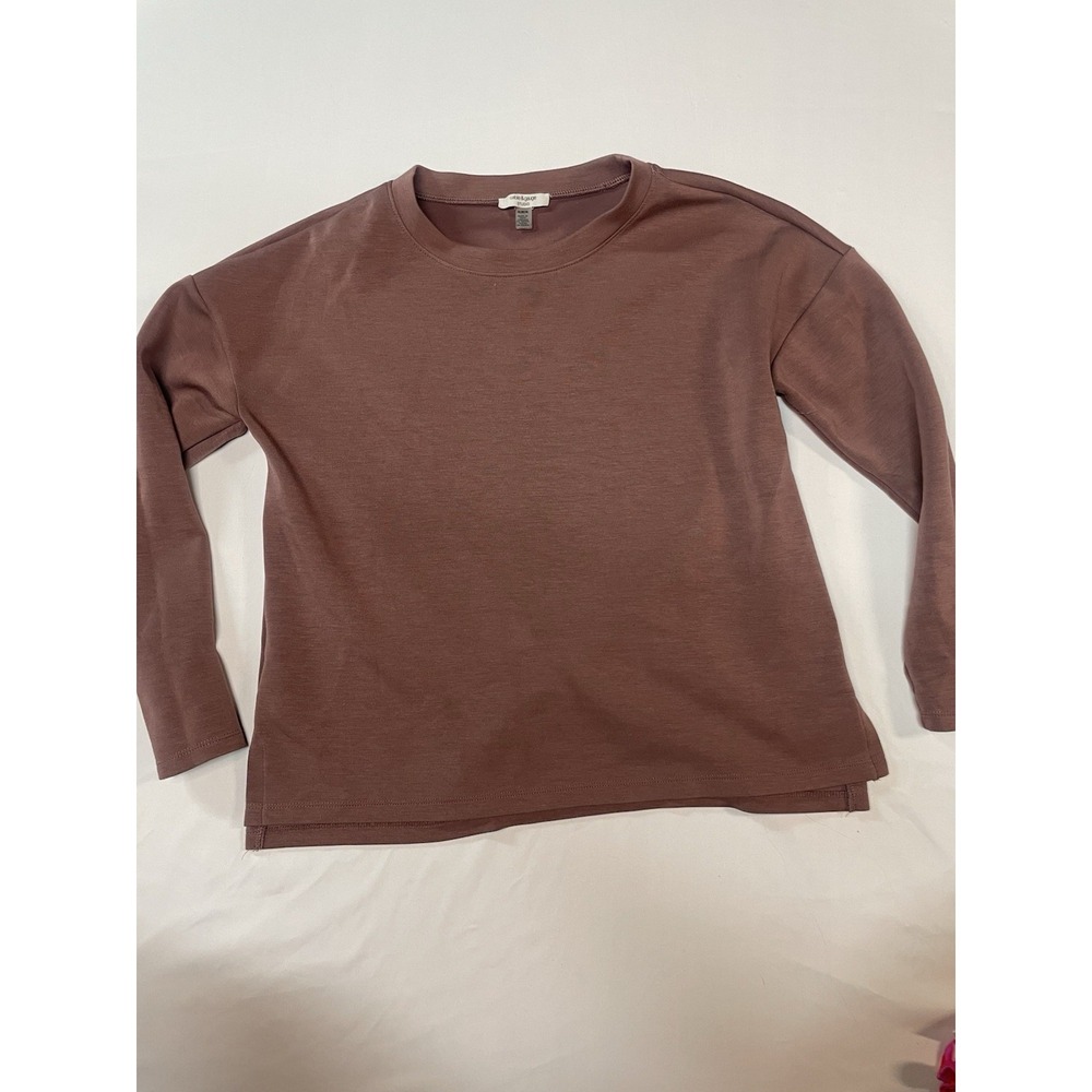 Women's Cable & Gauge Studio Sweatshirt  Brown M Longsleeve Stretch simple basic